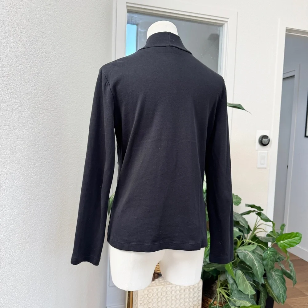 Croft & Barrow Black Cotton Mock Turtleneck Top Shirt S Long Sleeve - Picture 5 of 6